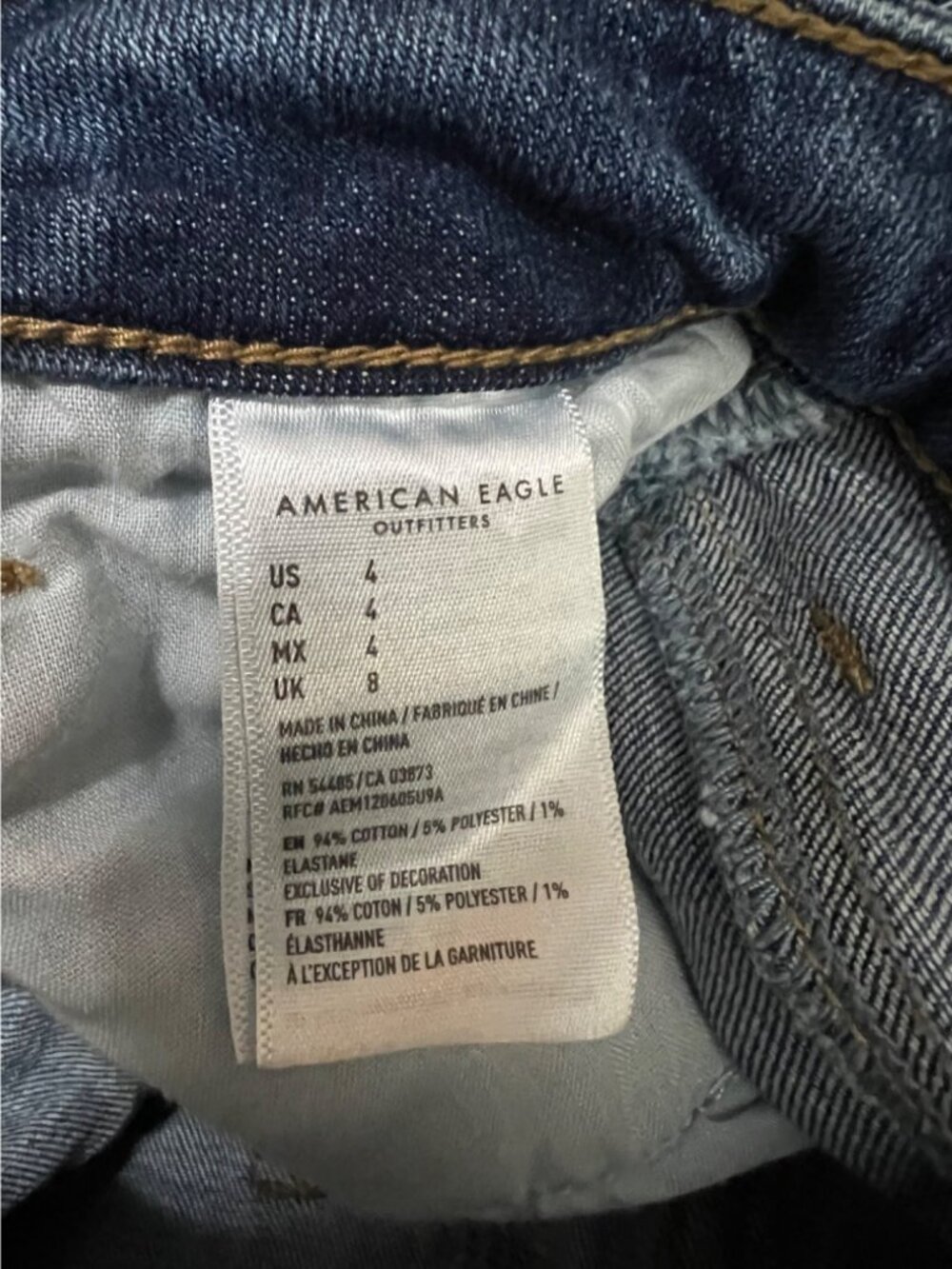 American Eagle Super Hi-Rise Shortie raw Hem Denim Jeans Cut Off Stretch 4 - Picture 5 of 8